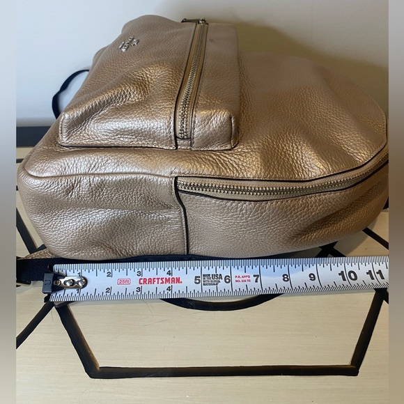 Coach Crome Metallic Taupe Backpack Pebbled Leather Excellent Condition - Picture 9 of 14